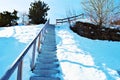 Swiss Alps and romantic wooden stairs