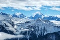 Swiss Alps scenery. Winter mountains. Beautiful nature scenery in winter. Mountain covered by snow, glacier. Panoramatic view, Swi Royalty Free Stock Photo