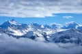 Swiss Alps scenery. Winter mountains. Beautiful nature scenery in winter. Mountain covered by snow, glacier. Panoramatic view, Royalty Free Stock Photo