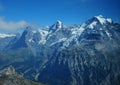 Swiss Alps: Schilthorn mountain view to Eiger, MÃÂ¶nch, Jungfrau Royalty Free Stock Photo