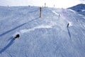 Swiss alps: Skiing on artificial snow due to the global climate change at Parsenn above Davos City Royalty Free Stock Photo