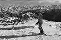 Swiss alps: Skiing on artificial snow at Parsenn above Davos City Royalty Free Stock Photo