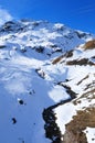 Swiss alps: Skiing on artificial snow at Parsenn above Davos City Royalty Free Stock Photo