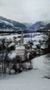 Swiss Alps village covered in snow