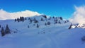 The Swiss Alps in winter - flight over wonderful snow mountains