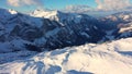 The Swiss Alps in winter - flight over wonderful snow mountains