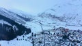 The Swiss Alps in winter - flight over wonderful snow mountains