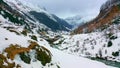 The Swiss Alps in winter - flight over wonderful snow mountains