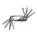 Swiss army knife hand drawn black and white vector illustration