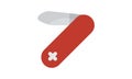 Swiss army knife icon. Vector flat illustration. Useful tool for camping, adventures