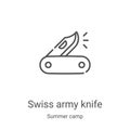 swiss army knife icon vector from summer camp collection. Thin line swiss army knife outline icon vector illustration. Linear