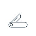 swiss army knife icon vector from travel concept. Thin line illustration of swiss army knife editable stroke. swiss army knife Royalty Free Stock Photo