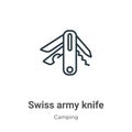 Swiss army knife outline vector icon. Thin line black swiss army knife icon, flat vector simple element illustration from editable Royalty Free Stock Photo