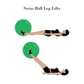 Swiss ball leg lifts exercise workout