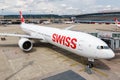 Swiss Boeing 777-300ER airplane Zurich Airport in Switzerland