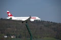 Swiss Bombardier CS 300 approaching the airport Zurich in Switzerland 24.4.2021