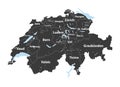 Swiss cantons detailed vector map Royalty Free Stock Photo
