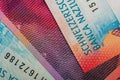 Swiss cash banknotes. Detail of a close-up.