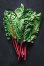 Swiss chard leaves on black background Royalty Free Stock Photo