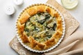 Swiss Chard Pie with eggs, onion and cheese. Royalty Free Stock Photo