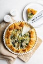 Swiss Chard Pie with eggs, onion and cheese. Royalty Free Stock Photo