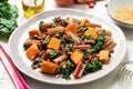 Swiss chard with sweet potato and pomegranate