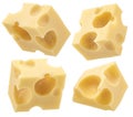 Swiss cheese cubes isolated on white background Royalty Free Stock Photo