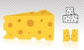 Swiss cheese or Emmental cheese vector flat icon on a transparent background