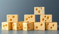 Swiss cheese hole dairy block yellow stack wedge snack texture slice Royalty Free Stock Photo