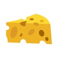 Swiss cheese illustration in flat style. Triangular piece of cheese with holes. Cheese icon for design, food apps and websites Royalty Free Stock Photo