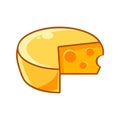 Swiss Cheeze Head With Holes, Food Item Outlined Isolated Childish Icon For Flash Game Design Or Slot Machine