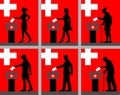Swiss citizens silhouette voting for election in Switzerland