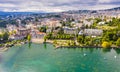 Swiss city of Lausanne on Lake Leman in summer Royalty Free Stock Photo