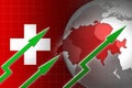 Swiss economy currency growth illustration with green up arrow Royalty Free Stock Photo