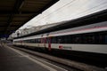 Swiss Federal Railways train waiting in the station in Switzerland