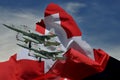 Swiss fighters and swiss flag on matterhorn Royalty Free Stock Photo