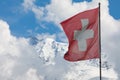 Swiss flag in the Alps