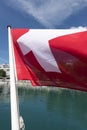 Swiss flag on the bottom of a passenger ship