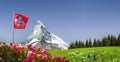 Swiss flag with Matterhorn Royalty Free Stock Photo