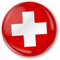 Swiss flag round badge in shiny style