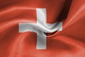 Swiss flag silk closeup background celebration concept textile patriotic sovereign