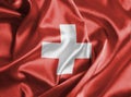 Swiss flag silk closeup background textile patriotic