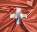 Swiss flag silk closeup background textile patriotic sovereign