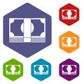 Swiss Franc banknote icons set