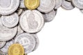 Swiss Franc Coins with White Copy Space On Right Side Royalty Free Stock Photo