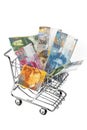 Swiss Franc Money with shopping basket Royalty Free Stock Photo