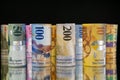 Swiss franc rolls Royalty Free Stock Photo
