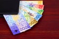Swiss Francs in the black wallet Royalty Free Stock Photo