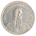 5 Swiss Francs coin Royalty Free Stock Photo