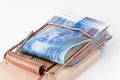 Swiss francs in mousetrap Royalty Free Stock Photo